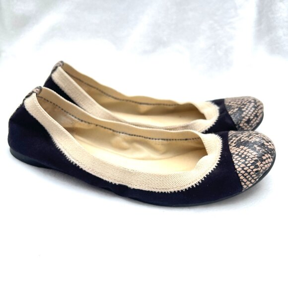 Ann Taylor Loft Suede Snake Skin Print Ballerina Flats Wendy 6,5 - Picture 2 of 7